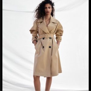 Zara Double Breasted Belted Trench Coat